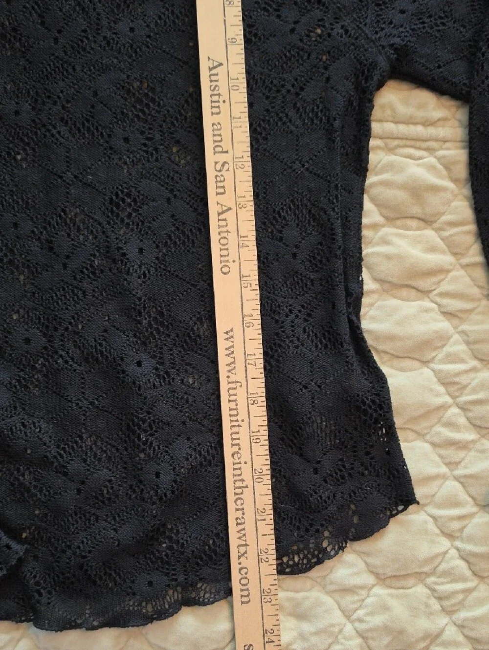 Free People Black Floral Crochet Long Sleeve Top